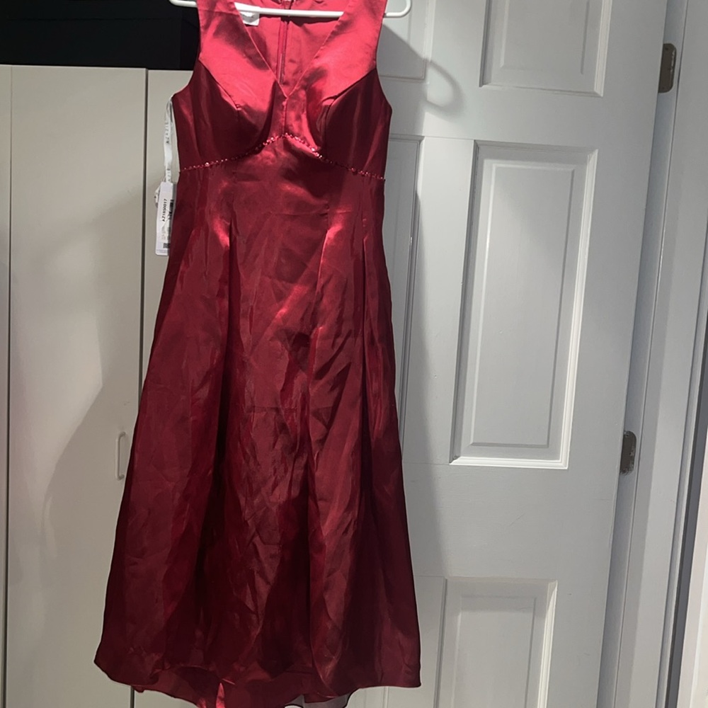 Azazie Floreen Wedding Bridesmaid A-Line Dress Metallic Burgundy Size A10 New!!!